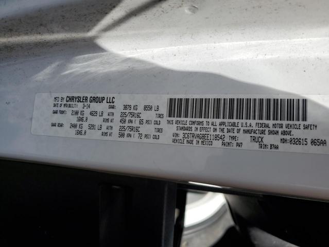 3C6TRVAG8EE118542 - 2014 RAM PROMASTER 1500 STANDARD WHITE photo 13