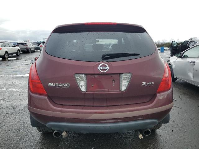 JN8AZ08W75W443239 - 2005 NISSAN MURANO SL MAROON photo 6