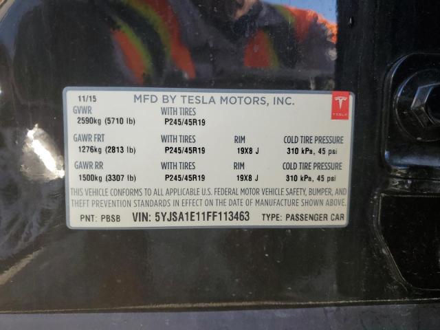 5YJSA1E11FF113463 - 2015 TESLA MODEL S შავი ფოტო 13