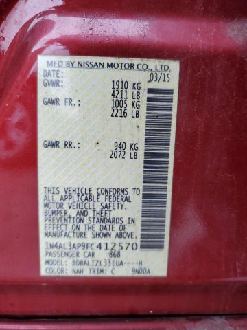 1N4AL3AP9FC412570 - 2015 NISSAN ALTIMA 2.5 RED photo 12