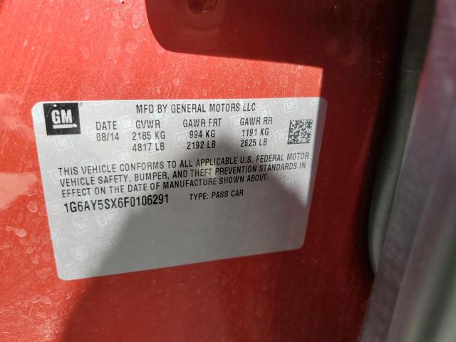 1G6AY5SX6F0106291 - 2015 CADILLAC CTS PERFORMANCE COLLECTION Красный фото 12