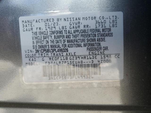 3N1CP5BV3PL499326 - 2023 NISSAN KICKS S GRAY photo 12