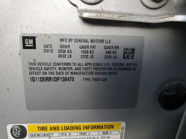 1G11D5RR1DF108470 - 2013 CHEVROLET MALIBU 1LT SILVER photo 12