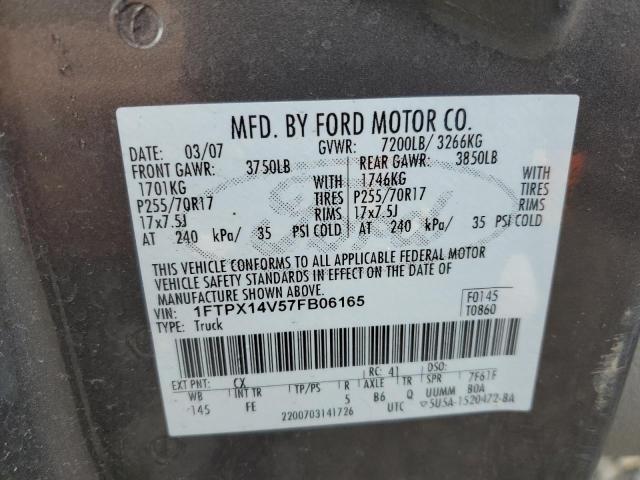 1FTPX14V57FB06165 - 2007 FORD F150 CHARCOAL photo 12