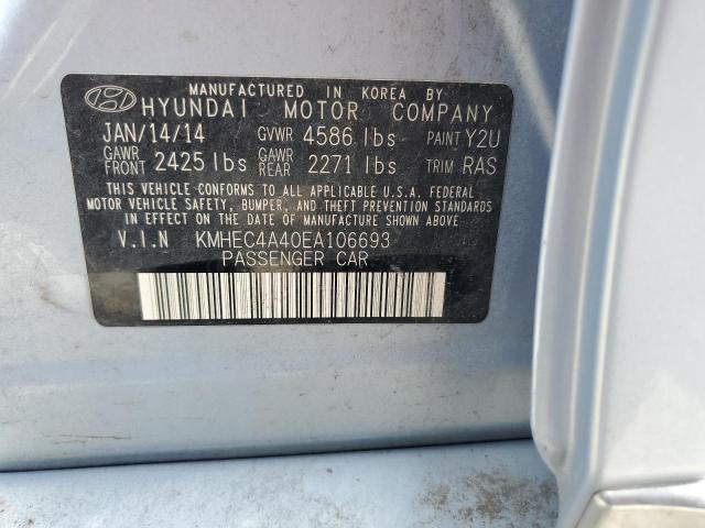 KMHEC4A40EA106693 - 2014 HYUNDAI SONATA HYBRID BLUE photo 12