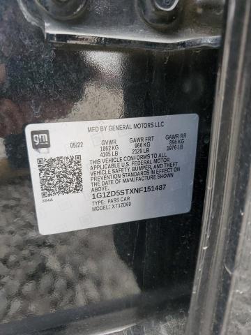 1G1ZD5STXNF151487 - 2022 CHEVROLET MALIBU LT BLACK photo 12