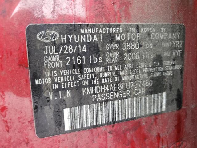 KMHDH4AE8FU297480 - 2015 HYUNDAI ELANTRA SE RED photo 12