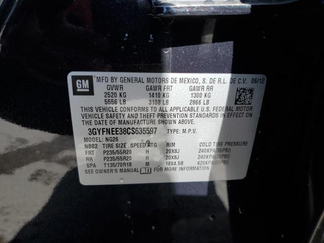 3GYFNEE38CS635597 - 2012 CADILLAC SRX PERFORMANCE COLLECTION Czarny zdjęcie 13