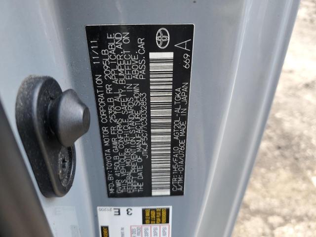 JTKJF5C77C3032853 - 2012 TOYOTA SCION TC GRAY photo 12