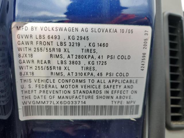 WVGMM77LX6D033714 - 2006 VOLKSWAGEN TOUAREG 4.2 BLUE photo 13