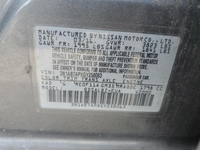 3N1AB7APXGY258063 - 2016 NISSAN SENTRA S GRAY photo 12