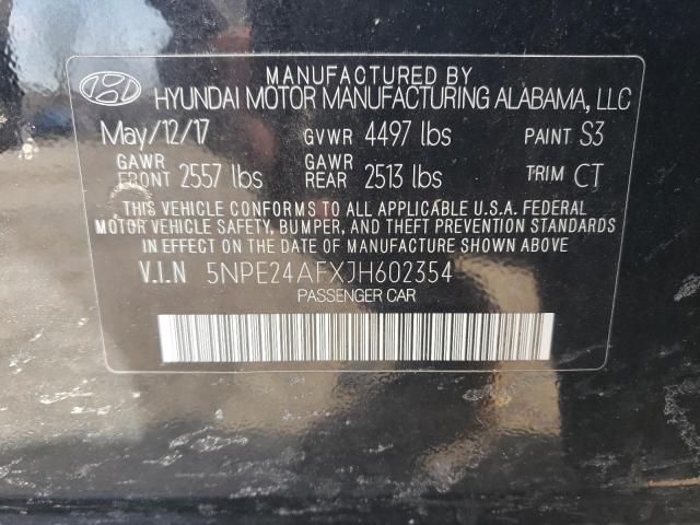 5NPE24AFXJH602354 - 2018 HYUNDAI SONATA SE BLACK photo 12