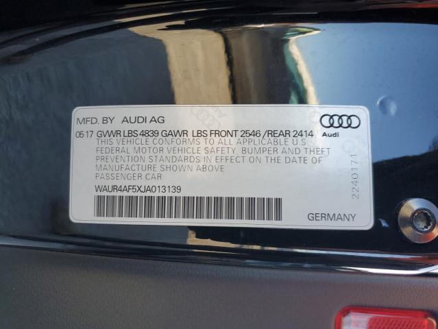 WAUR4AF5XJA013139 - 2018 AUDI S5 PRESTIGE BLACK photo 12