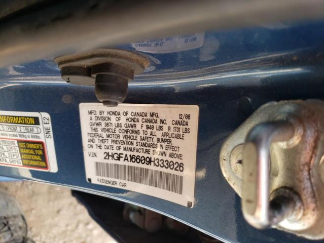 2HGFA16609H333026 - 2009 HONDA CIVIC LX-S 蓝色 照片 12