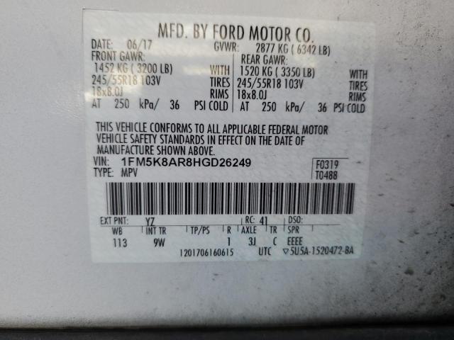 1FM5K8AR8HGD26249 - 2017 FORD EXPLORER POLICE INTERCEPTOR Ağ foto 14