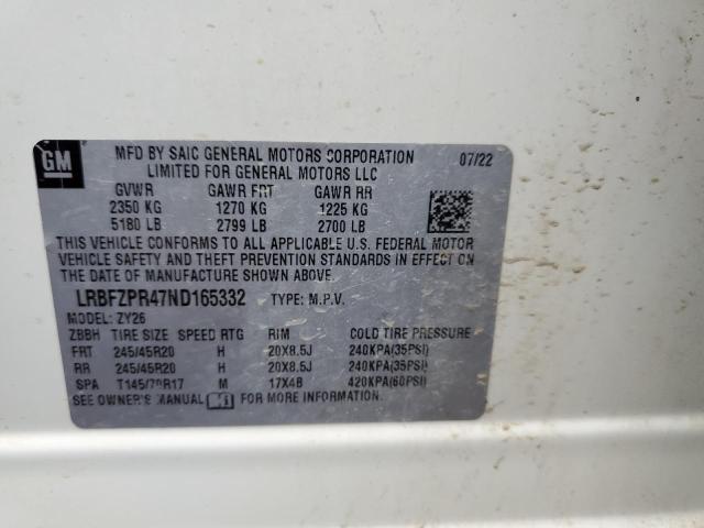 LRBFZPR47ND165332 - 2022 BUICK ENVISION ESSENCE Սպիտակ լուսանկար 14