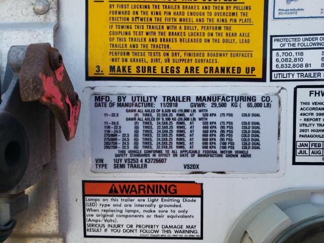 1UYVS2534K3726607 - 2019 UTILITY TRAILER Ağ foto 10