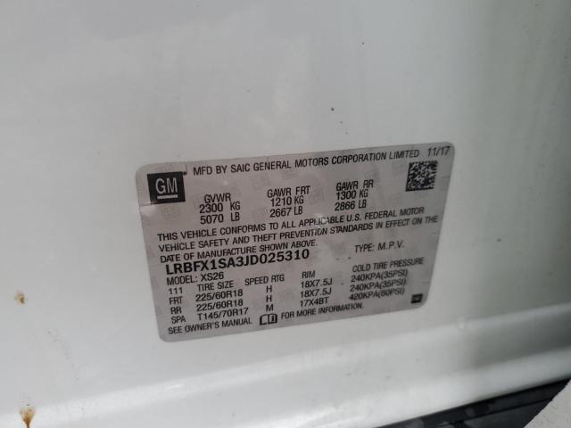 LRBFX1SA3JD025310 - 2018 BUICK ENVISION ESSENCE Ağ foto 12