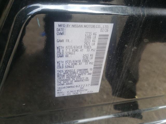 5N1AR2MM9GC627237 - 2016 NISSAN PATHFINDER S BLACK photo 10