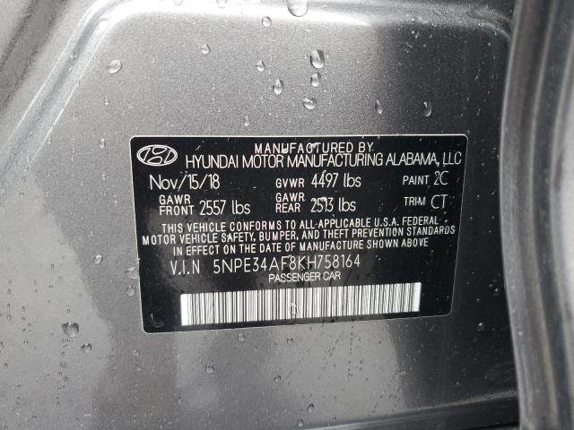 5NPE34AF8KH758164 - 2019 HYUNDAI SONATA LIMITED GRAY photo 13