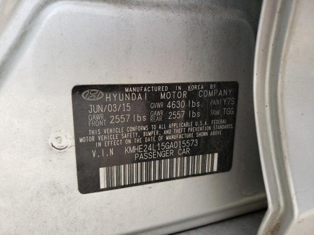 KMHE24L15GA015573 - 2016 HYUNDAI SONATA HYBRID SILVER photo 12