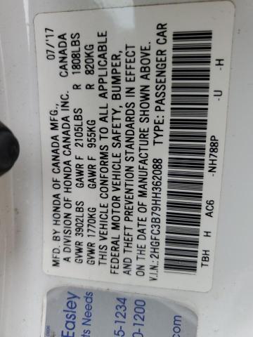 2HGFC3B79HH362088 - 2017 HONDA CIVIC EXL 白色 照片 12