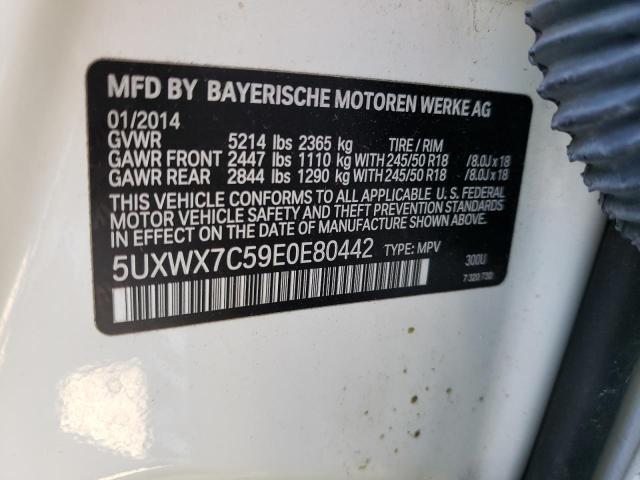 5UXWX7C59E0E80442 - 2014 BMW X3 XDRIVE35I WHITE photo 13