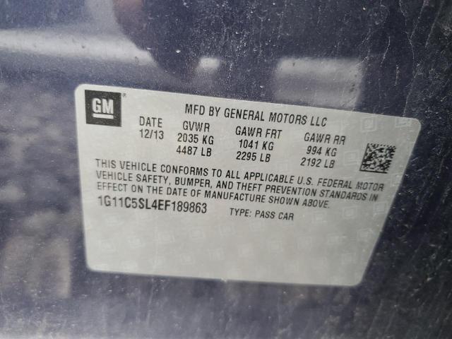 1G11C5SL4EF189863 - 2014 CHEVROLET MALIBU 1LT 蓝色 照片 12