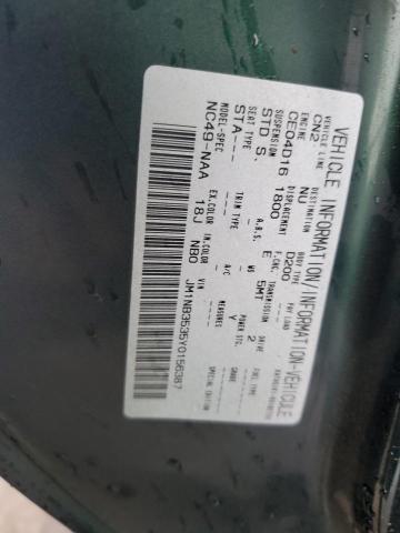 JM1NB3535Y0156387 - 2000 MAZDA MX-5 MIATA BASE GREEN photo 12