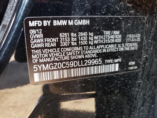 5YMGZ0C59DLL29965 - 2013 BMW X6 M BLACK photo 13
