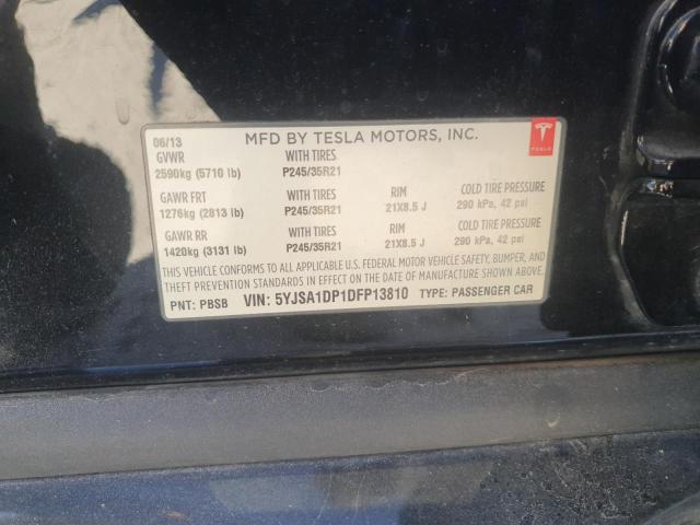 5YJSA1DP1DFP13810 - 2013 TESLA MODEL S შავი ფოტო 13