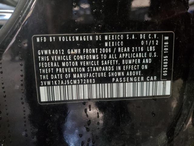 3VW1K7AJ5CM372883 - 2012 VOLKSWAGEN JETTA BASE 黑色 照片 12