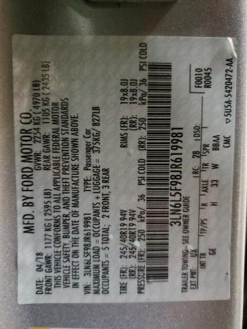 3LN6L5F98JR619981 - 2018 LINCOLN MKZ RESERVE ვერცხლისფერი ფოტო 12