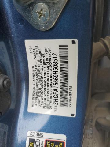 2HGFA15669H508512 - 2009 HONDA CIVIC LX-S 蓝色 照片 13