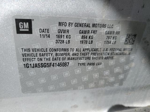1G1JA5SG5F4146087 - 2015 CHEVROLET SONIC LS SILVER photo 12