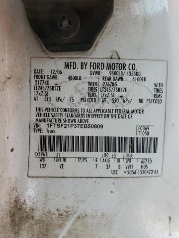 1FTSF21P37EB50809 - 2007 FORD F250 SUPER DUTY WHITE photo 12