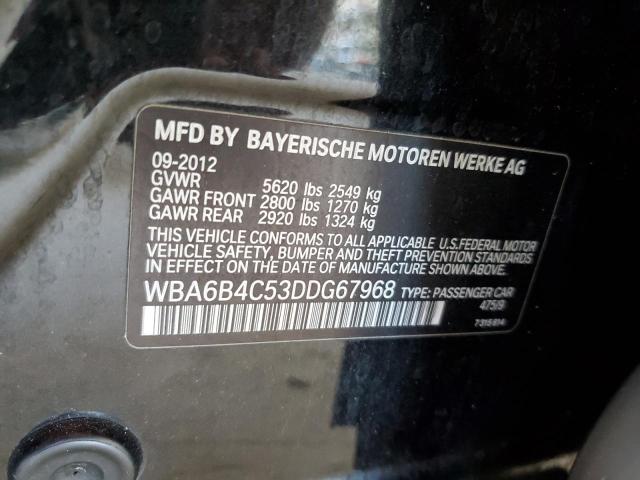 WBA6B4C53DDG67968 - 2013 BMW 650 XI BLACK photo 12