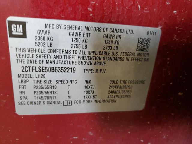 2CTFLSE50B6352219 - 2011 GMC TERRAIN SLE RED photo 12