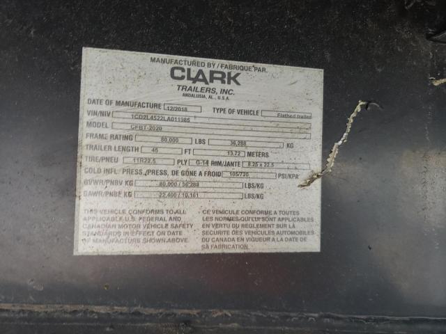 1CD2L4522LA011985 - 2020 CLARK FORKLIFT TRAILER BLACK photo 10