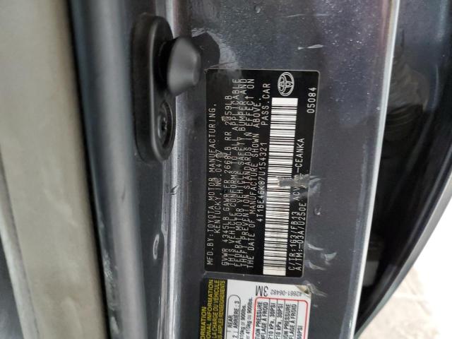 4T1BE46K87U154321 - 2007 TOYOTA CAMRY SE A CE CHARCOAL photo 12