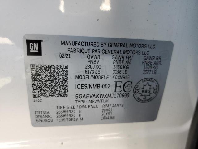 5GAEVAKWXMJ170690 - 2021 BUICK ENCLAVE ESSENCE WHITE photo 14