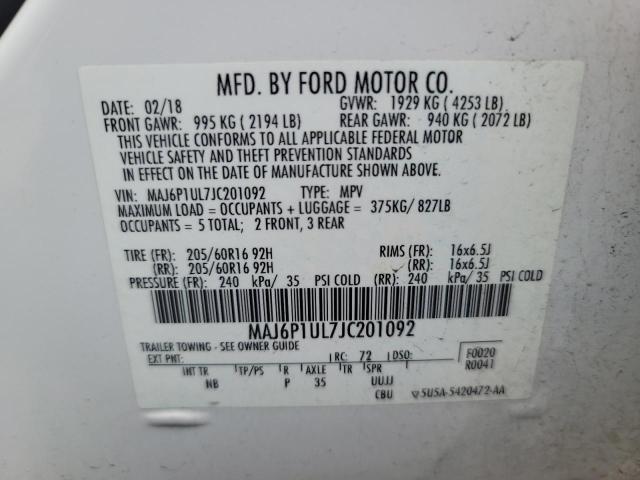 MAJ6P1UL7JC201092 - 2018 FORD ECOSPORT SE Ağ foto 13