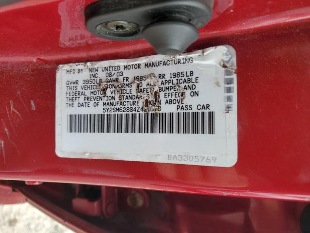 5Y2SM62884Z421078 - 2004 PONTIAC VIBE RED photo 12