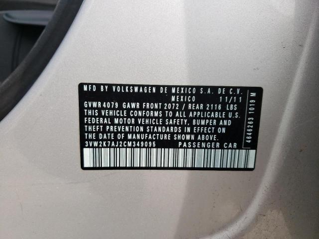 3VW2K7AJ2CM349095 - 2012 VOLKSWAGEN JETTA BASE فضي صورة 12