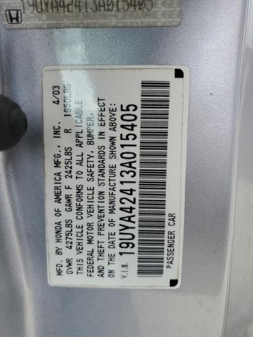 19UYA42413A015405 - 2003 ACURA 3.2CL SILVER photo 12
