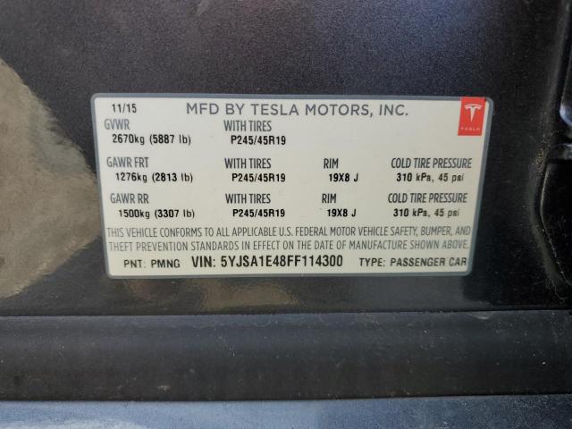 5YJSA1E48FF114300 - 2015 TESLA MODEL S GRAY photo 12