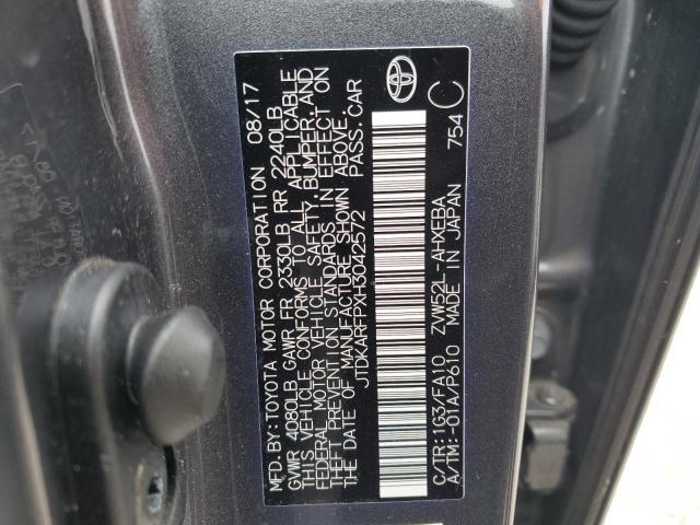 JTDKARFPXH3042572 - 2017 TOYOTA PRIUS PRIM ნაცრისფერი ფოტო 12