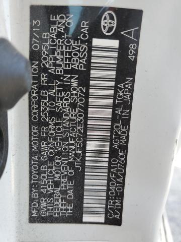 JTKJF5C72E3077072 - 2014 TOYOTA SCION TC 白色 照片 12