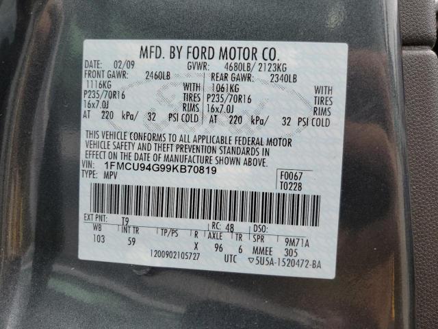 1FMCU94G99KB70819 - 2009 FORD ESCAPE LIMITED CHARCOAL photo 13