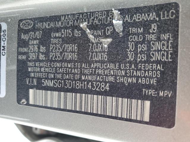 5NMSG13D18H143284 - 2008 HYUNDAI SANTA FE GLS GRAY photo 14